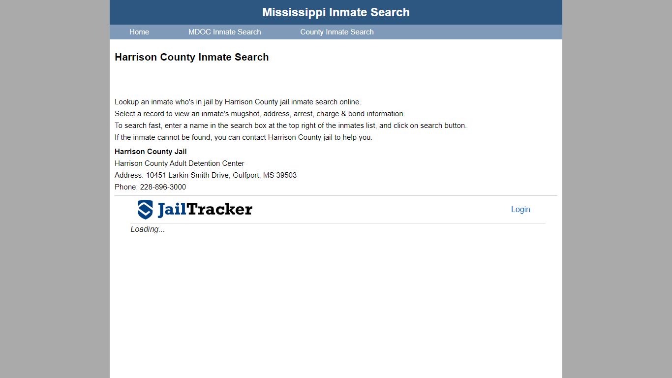 Harrison County Inmate Search - Mississippi Inmate Search